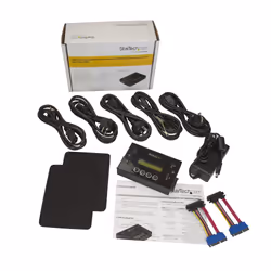 StarTech.com Docking Station per Hard Disk a 2 Slot - Duplicatore ed Eraser Standalone 1:1 con funzione Clone per Chiavette USB e Disco Rigido SSD/HDD SATA - Display LCD - TAA - Indipendente dal SO - Vista aggiuntiva 5