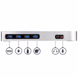 StarTech.com Dock USB-C e USB-A - Dock doppio monitor DisplayPort + HDMI 4K 60Hz - Docking station ibrida USB 3.0 per laptop USB-C o USB-A - 6x USB Type-A, GbE - USB 3.1 Gen 1 - Mac/Window - Vista aggiuntiva 5