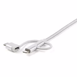 StarTech.com Cavo di ricarica multiplo USB da 1m - Adattatore da USB a Micro-USB o USB-C o Lightning per iPhone / iPad / iPod / Android - Certificato Apple MFi - Caricatore USB 3 in 1 - Intrecciato - Vista aggiuntiva 7