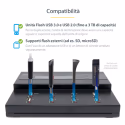StarTech.com Docking Station per Unità Flash USB - Duplicatore/Eraser Standalone 1:7 per Chiavette USB consente la copia del sistema, dei file e dell'unità a 1,5 GB/min, cancellazione a 1 o 3 passaggi, Display LCD - Vista aggiuntiva 4