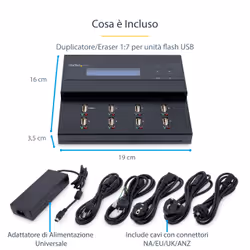 StarTech.com Docking Station per Unità Flash USB - Duplicatore/Eraser Standalone 1:7 per Chiavette USB consente la copia del sistema, dei file e dell'unità a 1,5 GB/min, cancellazione a 1 o 3 passaggi, Display LCD - Vista aggiuntiva 7