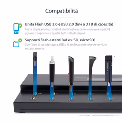 StarTech.com Docking Station per Unità Flash USB - Duplicatore/Eraser Standalone 1:15 per Chiavette USB consente la copia del sistema, dei file e dell'unità a 1,5 GB/min, cancellazione a 1 o 3 passaggi, Display LCD - Vista aggiuntiva 4