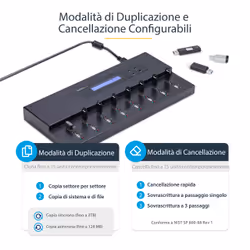 StarTech.com Docking Station per Unità Flash USB - Duplicatore/Eraser Standalone 1:15 per Chiavette USB consente la copia del sistema, dei file e dell'unità a 1,5 GB/min, cancellazione a 1 o 3 passaggi, Display LCD - Vista aggiuntiva 6