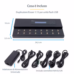 StarTech.com Docking Station per Unità Flash USB - Duplicatore/Eraser Standalone 1:15 per Chiavette USB consente la copia del sistema, dei file e dell'unità a 1,5 GB/min, cancellazione a 1 o 3 passaggi, Display LCD - Vista aggiuntiva 7