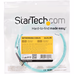 StarTech.com Cavo in fibra ottica multimodale da LC/UPC a LC/UPC OM4 da 2 m - Fibra LOMMF/VCSEL Zipcord da 50/125 µm, Reti 100G - Bassa perdita di inserzione - Cavo patch in fibra LSZH - Turchese - Vista aggiuntiva 5