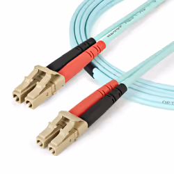 StarTech.com Cavo in fibra ottica multimodale da LC/UPC a LC/UPC OM4 da 5 m - Fibra LOMMF/VCSEL Zipcord da 50/125 µm, Reti 100G - Bassa perdita di inserzione - Cavo patch in fibra LSZH - Turchese - Vista aggiuntiva 4