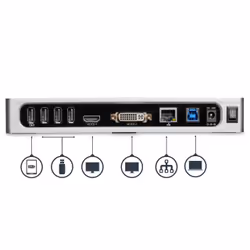 StarTech.com Docking Station USB 3.0 - Laptop Dock per doppio monitor con HDMI e DVI/VGA Video - Hub a 6 porte USB 3.1 Gen 1 5Gbps, GbE, Audio - Dock Universale Type-A - Windows & Mac - Vista aggiuntiva 5