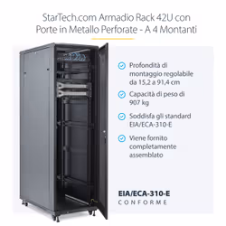 StarTech.com RK4236BKB rack 42U Rack indipendenti Nero - Vista aggiuntiva 8