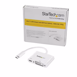 StarTech.com Adattatore USB C a DVI 1080p - Power Delivery - Convertitore Video USB Type-C a DVI-D Single Link con Ricarica - PD 60W Pass-Trough -Compatibile Thunderbolt 3 - Bianco