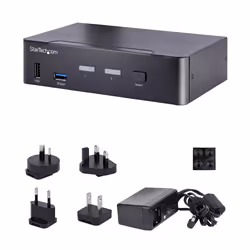 StarTech.com Switch KVM USB C, KVM DisplayPort a 2 porte con video HDR 4K 60Hz UHD, Audio da 3,5 mm, Hub USB con 4x USB HID e 2x USB 3.0 tipo A 5Gbps, Commutazione Hot Key, Compatibile con Thunderbolt 3 e 4 - Vista aggiuntiva 5