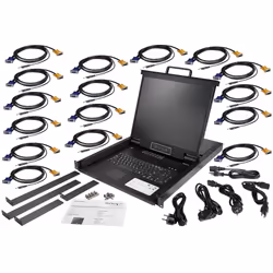 StarTech.com Console KVM per Armadio Rack - Monitor LCD 19" - KVM Switch VGA a 16 porte integrato - Cassetto KVM 1U Montabiole a Rack con cavi da 1,8 m - OSD KVM - Supporto USB+VGA - Tastiera Inglese - 50.000 MTBF - Vista aggiuntiva 5