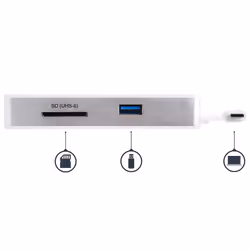 StarTech.com Adattatore Multiporta USB-C - Lettore SD ( UHS-II) - Power Delivery 100W - HDMI 4K - Gbe - 1x USB 3.0 - Vista aggiuntiva 4