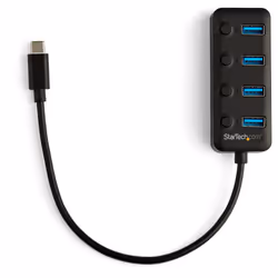 StarTech.com Hub USB-C a 4 porte - USB type C a 4 porte USB 3.0 type A con interruttori individuali On/Off - SuperSpeed 5Gbps USB 3.1/3.2 Gen 1 - Alimentato tramite USB - Portatile - Cavo da 10" in dotazione - Vista aggiuntiva 4