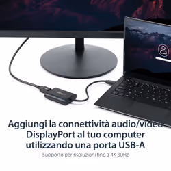 StarTech.com Adattatore da USB 3.0 a DisplayPort, 4K 30Hz, convertitore adattatore video USB-A a monitor DP singolo, scheda video e grafica esterna, solo Windows - Vista aggiuntiva 7