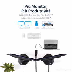StarTech.com Adattatore USB a due DisplayPort - 4K 60 Hz - USB 3.0 (5 Gbps) - Vista aggiuntiva 8