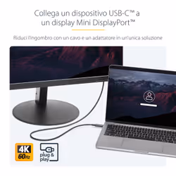StarTech.com Cavo Adattatore Mini DisplayPort a USB-C da 1,8m - 4K 60Hz - Nero - Vista aggiuntiva 8