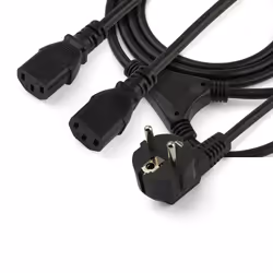 StarTech.com Cavo di Alimentazione per Computer a Y da 2m; Cavo Elettrico Splitter AC di Ricambio per PC/Monitor da Schuko a 2x C13, 10A-250V, Omologato UL - Vista aggiuntiva 4