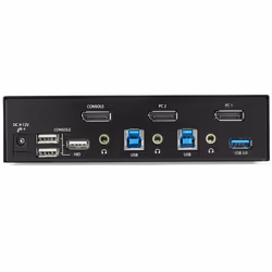 StarTech.com Switch KVM DisplayPort 2 porte - 4K 60Hz - Singolo schermo - Switch KVM USB UHD DP 1.2 a doppia porta - Hub USB 3.0 integrato e audio - Dell HP Apple Lenovo - Conforme a TAA - Vista aggiuntiva 4