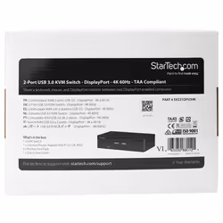 StarTech.com Switch KVM DisplayPort 2 porte - 4K 60Hz - Singolo schermo - Switch KVM USB UHD DP 1.2 a doppia porta - Hub USB 3.0 integrato e audio - Dell HP Apple Lenovo - Conforme a TAA - Vista aggiuntiva 5