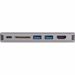 StarTech.com Adattatore multiporta USB C - Mini dock da viaggio USB-C con HDMI 4K o VGA 1080p - Hub USB 3.0 3x, SD, GbE, audio, pass-through PD da 100 W - Docking station portatile per laptop / tablet - Vista aggiuntiva 4
