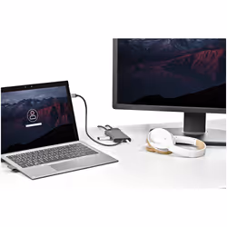 StarTech.com Adattatore multiporta USB C - Mini dock da viaggio USB-C con HDMI 4K o VGA 1080p - Hub USB 3.0 3x, SD, GbE, audio, pass-through PD da 100 W - Docking station portatile per laptop / tablet - Vista aggiuntiva 8
