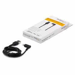 StarTech.com Cavo da USB-A a Lightening da 1m durevole - nero ad angolo retto a 90° in fribra aramidica - Robusto e resistente cavo di alimentazione/sincronizzazione da USB tipo A a Lightening con certificazione Apple MFi per iPad/iPhone 12 - Vista aggiuntiva 5