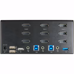 StarTech.com KVM Switch DisplayPort a due porte e triplo monitor DP - 4K 60Hz UHD HDR - KVM DP 1.2 per computer desktop con hub 2 porte USB 3.0 (5Gbps) e 4x USB 2.0 HID, audio - Commutazione con tasti di scelta rapida - TAA - Vista aggiuntiva 4