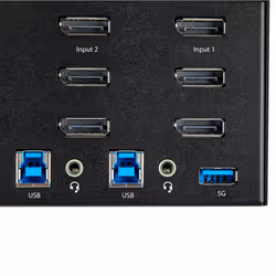 StarTech.com KVM Switch DisplayPort a due porte e triplo monitor DP - 4K 60Hz UHD HDR - KVM DP 1.2 per computer desktop con hub 2 porte USB 3.0 (5Gbps) e 4x USB 2.0 HID, audio - Commutazione con tasti di scelta rapida - TAA - Vista aggiuntiva 8