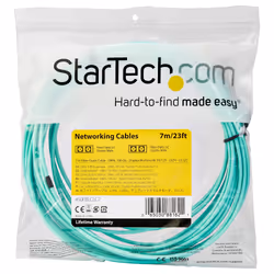 StarTech.com Cavo in fibra ottica multimodale da LC/UPC a LC/UPC OM4 da 7 m - Fibra LOMMF/VCSEL Zipcord da 50/125 µm, Reti 100G - Bassa perdita di inserzione - Cavo patch in fibra LSZH - Turchese - Vista aggiuntiva 4