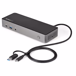 StarTech.com USB-C e USB-A Dock - Docking station universale triplo monitor DisplayPort e HDMI 4K 60Hz - 85W Power Delivery, Hub 6x USB, GbE, Audio - Docking station USB tipo C/USB 3.1 Gen 2 10Gbps - Vista aggiuntiva 4