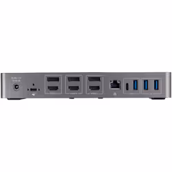 StarTech.com USB-C e USB-A Dock - Docking station universale triplo monitor DisplayPort e HDMI 4K 60Hz - 85W Power Delivery, Hub 6x USB, GbE, Audio - Docking station USB tipo C/USB 3.1 Gen 2 10Gbps - Vista aggiuntiva 8