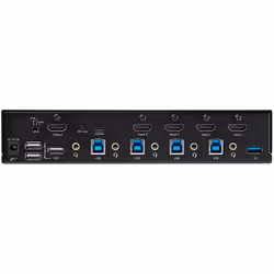 StarTech.com KVM Switch HDMI a 4 porte - Monitor singolo 4K 60Hz Ultra HD HDR - Switch KVM HDMI 2.0 per PC con 2 porte USB 3.0 Hub (5Gbps) e 4x USB 2.0 HID, Audio - Commutazione con tasti rapidi - Conforme allo standard TAA - Vista aggiuntiva 4