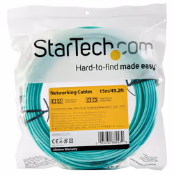 StarTech.com Cavo in fibra ottica multimodale da LC/UPC a LC/UPC OM4 da 15 m - Fibra LOMMF/VCSEL Zipcord da 50/125 µm, Reti 100G - Bassa perdita di inserzione - Cavo patch in fibra LSZH - Turchese - Vista aggiuntiva 4