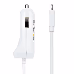StarTech.com Caricatore da auto a due porte USB con cavo Lightning a spirale integrato da 1m; Adattatore accendisigari USB per Cellulari e Tablet; Carica Batterie per auto a 12W per iPhone/Tablet - Bianco - Vista aggiuntiva 5