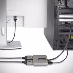 StarTech.com Hub MST DisplayPort a 2 Porte - Adattatore Multi-Monitor DP 1.4 a 2x DP 5K 60Hz - Sdoppiatore\Splitter Video DisplayPort per Doppio Monitor - Cavo Integrato lungo - Solo Windows - Vista aggiuntiva 8