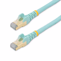 StarTech.com Cavo patch CAT6a da 7,5 m - Schermato (STP) - Filo di rame al 100% - connettore antistrappo - Aqua, 7,5 m, Cat6a ...