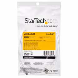 StarTech.com Cavo di Ricarica USB-A a USB-C da 2m - Resistente Cavetto USB-C di Ricarica Veloce e Sync da USB 2.0 a USB Type C 3A - Rivestimento in TPE e Fibra Aramidica M/M Bianco - Samsung S10, Ipad Pro, Pixel - Vista aggiuntiva 7