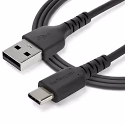 StarTech.com Cavo di Ricarica USB-A a USB-C da 1m - Resistente cavetto USB-C di Ricarica Veloce e Sync da USB 2.0 a USB Type C 3A - Rivestimento in TPE e Fibra Aramidica M/M Nero - Samsung S10, Ipad Pro, Pixel - Vista aggiuntiva 5