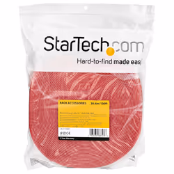 StarTech.com Rotolo di nastro a strappo da 30,5 m - Fascette riutilizzabili da tagliare su misura - Feltro adesivo autobloccante - Fascette serracavo con fissaggio a strappo per cavi industriali - Rosso - Vista aggiuntiva 4