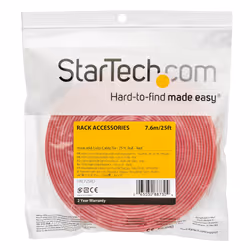 StarTech.com Rotolo di nastro a strappo da 7,6 m - Fascette riutilizzabili da tagliare su misura - Feltro adesivo autobloccante - Fascette serracavo con fissaggio a strappo per cavi industriali - Rosso - Vista aggiuntiva 4