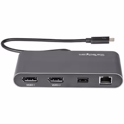 StarTech.com Thunderbolt 3 Mini Dock - Docking Station TB3 portatile per doppio monitor DisplayPort 4K 60Hz -USB- A hub (USB 3.0/5 Gbps) e GbE - Cavo da 28 cm - Adattatore multiporta per laptop - Mac/Windows - Vista aggiuntiva 4
