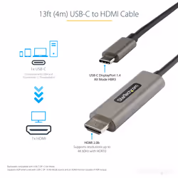 StarTech.com Cavo adattatore USB C HDMI da 4m 4K 60Hz con HDR10 - Adattatore type C HDMI 4K Ultra HD - HDMI 2.0b - Video convertitore da USB-C a HDMI HDR per monitor/display - Modalità DP 1.4 Alt HBR3 - Vista aggiuntiva 5