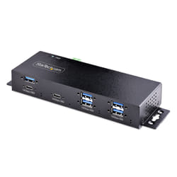 StarTech.com Hub USB a 7 porte industriale da 10 Gbps con alimentatore, in metallo, montabile, 5 porte USB-A e 2 porte USB-C downstream, protezione ESD, TAA