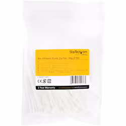 StarTech.com Fascetta Fermacavi da 10cm - Fascetta in Plastica Stringicavo Larga 2mm, Diametro del Fascio 22mm, Resistenza alla Trazione 8kg - Autobloccante - 94V-2/UL - Confezione da 100 pezzi - Bianca - Vista aggiuntiva 6