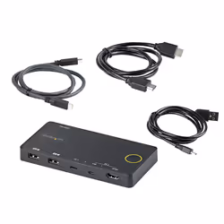 StarTech.com Switch KVM ibrido USB-A + HDMI e USB-C a 2 porte - Monitor singolo HDMI 2.0 4K 60Hz - Switch KVM compatto per desktop e/o laptop HDMI - Alimentato da bus USB - Compatibile con Thunderbolt 3 - Vista aggiuntiva 6