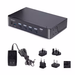 StarTech.com KVM Switch DisplayPort a 4 porte, 8K 60Hz / 4K 144Hz, Display singolo, DP 1.4, 2x USB 3.0, 4x USB 2.0 HID, Commutazione con pulsanti e tasti di scelta rapida, Conforme TAA - Indipendente dal SO - Vista aggiuntiva 6