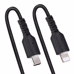 StarTech.com Cavo USB-C a Lightning da 1m Certificato MFi, Cavetto iPhone Spiralato di Ricarica/Alimentazione, Resistente Cavo USB Tipo C a Lightning con Fibra Aramidica e Rivestimento TPE , Cavo Caricatore Nero - Vista aggiuntiva 5