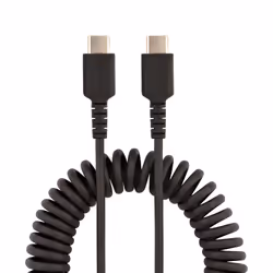 StarTech.com Cavo USB C Ricarica Veloce da 1m; Cavetto USB tipo C 2.0 Spiralato di Alimentazione e Sincronizzazione; Resistente Cavo USB C/USB C in Fibra Aramidica, Maschio-Maschio, TPE - Nero - Vista aggiuntiva 4