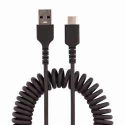 StarTech.com Cavo USB C Ricarica Veloce da 1m; Cavetto USB tipo C 2.0 Spiralato di Alimentazione e Sincronizzazione; Cavo Adattatore USB A a USB C in resistente Fibra Aramidica, Maschio-Maschio, TPE - Nero - Vista aggiuntiva 4