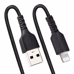 StarTech.com Cavo Lightning a USB- A da 50 cm Certificato MFi, Cavetto iPhone Spiralato di Ricarica/Alimentazione, Resistente Cavo USB a Lightning in Fibra Aramidica con Rivestimento TPE , Cavo Caricatore Nero - Vista aggiuntiva 5